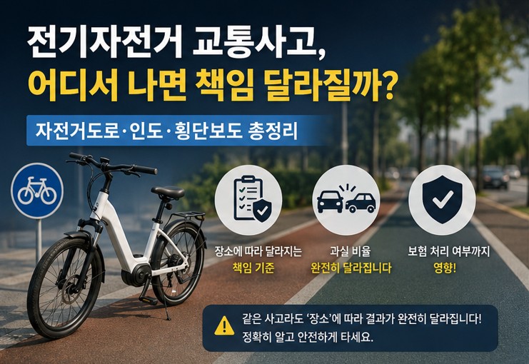 전기자전거 교통사고 어디서 나면 책임 달라질까? 자전거도로·인도·횡단보도 총정리